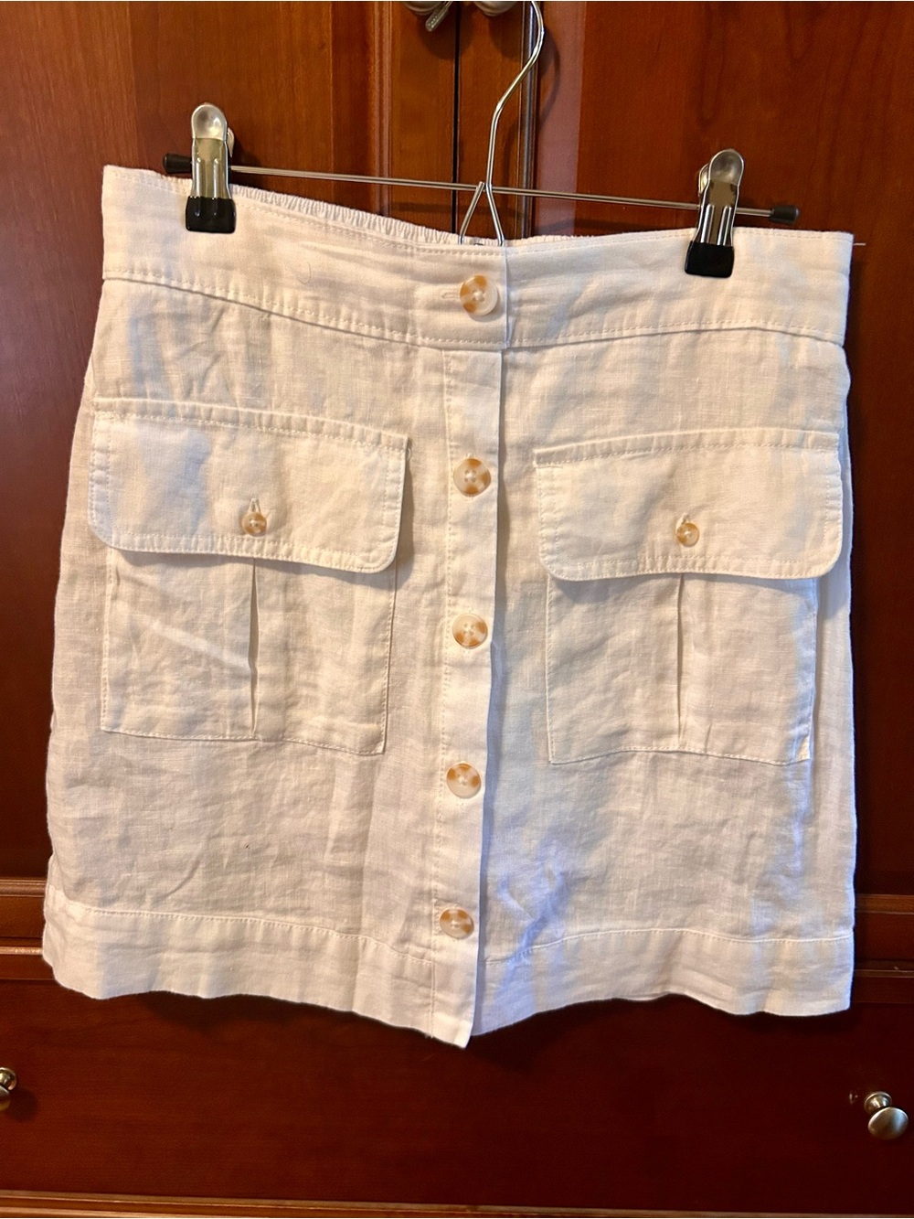 Nicole Miller White Linen Pocket Skirt Size XS NWT